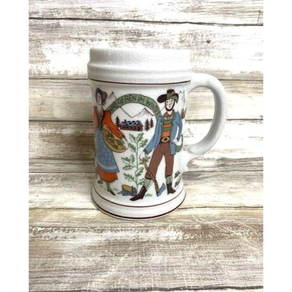 Vintage Jahreszeiten Germany Cermaic‎ Beer Stein Susanne Dolker